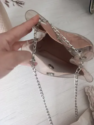 Bolso transparente Shein rosa y plateado