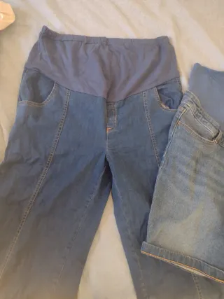 Lote pantalones premamá vaqueros + REGALO ROPA BEB