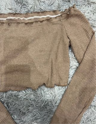 Top Shein Manga Larga Marrón Talla L