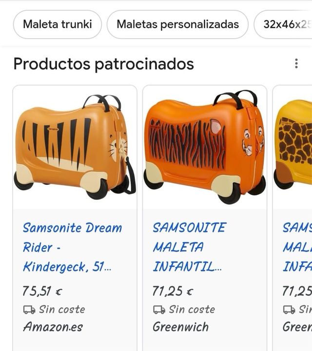 Maleta infantil de viaje con diseño de tigre.