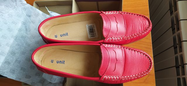 Mocasines de piel rojos Unit talla 41