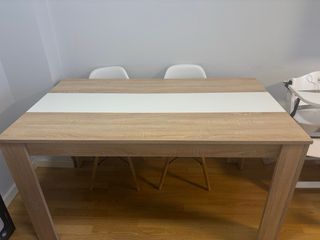 Mesa comedor nórdica madera y blanca