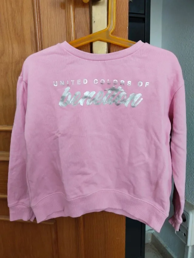 Sudadera Benetton rosa talla 7-8