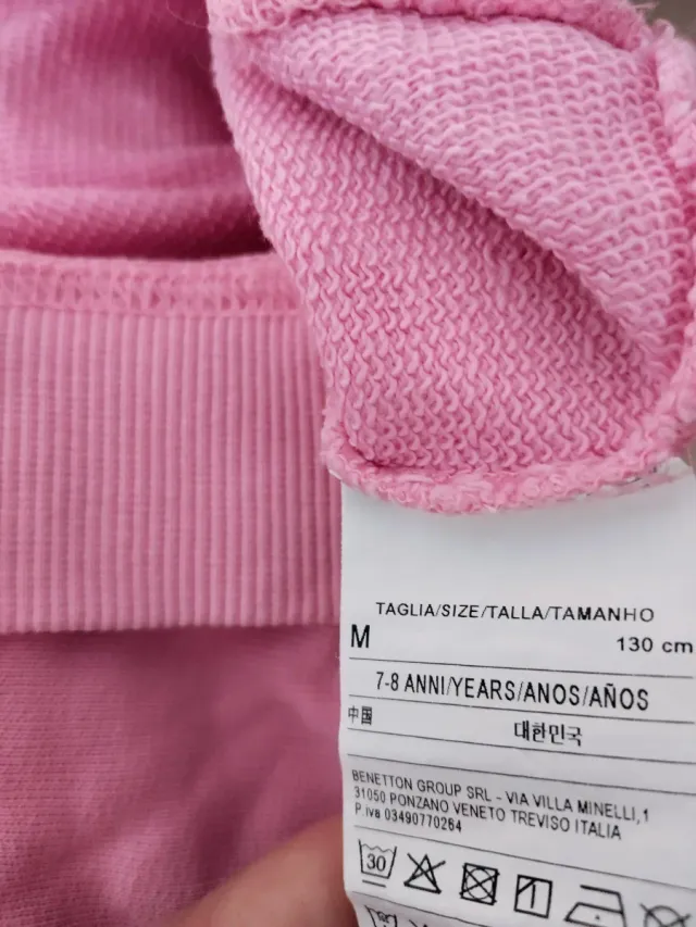 Sudadera Benetton rosa talla 7-8
