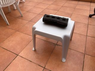 Mesa, 6 Sillas y mesita Terraza Plástico Blanco