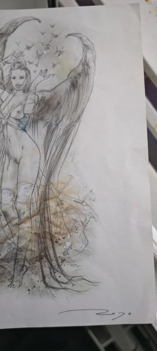 Litografía Luis Royo Ángel Dibujo Acuarela