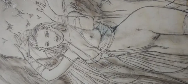 Litografía Luis Royo Ángel Dibujo Acuarela