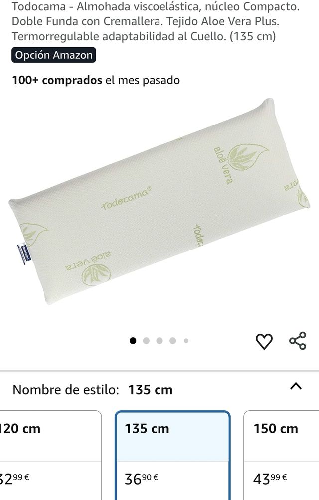 Todocama Almohada viscoelástica 135 cm