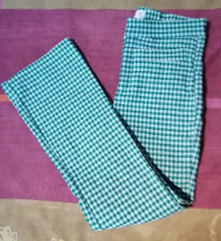 Pantalón campana elástico mujer cuadros