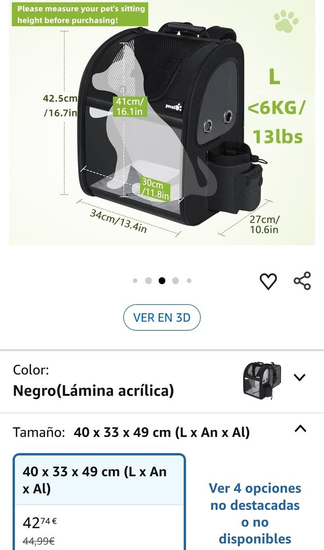 Pecute Mochila Gato 6kg Mochilas para Gatos y Perro