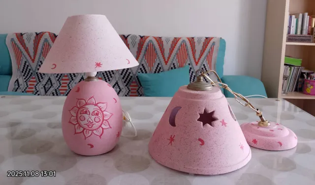 Conjunto lámpara mesita y techo infantil