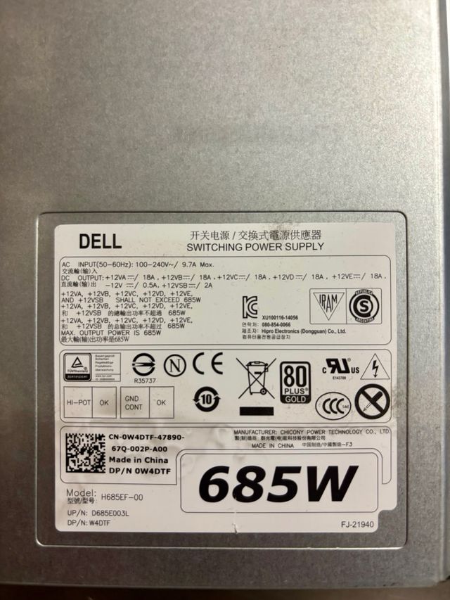 Fuente Alimentación Dell 685W H685EF-00