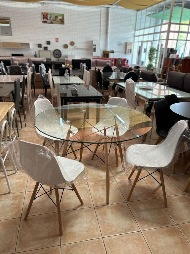 Mesa comedor redonda cristal NUEVA - Moderna