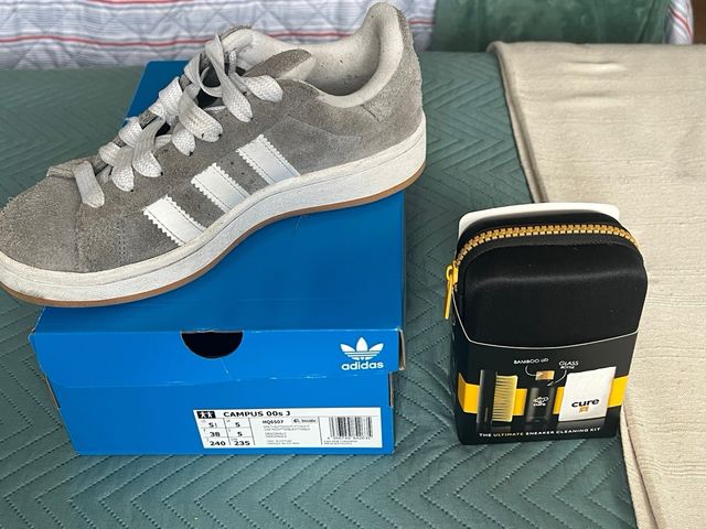 Adidas Campus Gris Talla 38 + Kit limpiadora Care
