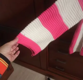 Jersey cuello alto rayas rosa y blanco