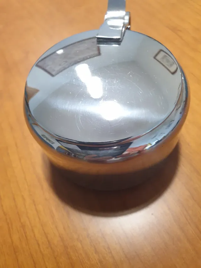 Azucarero + tazas de café cristal y metal plateado