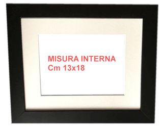 Cornice legno nera con passepartout beige 13x18