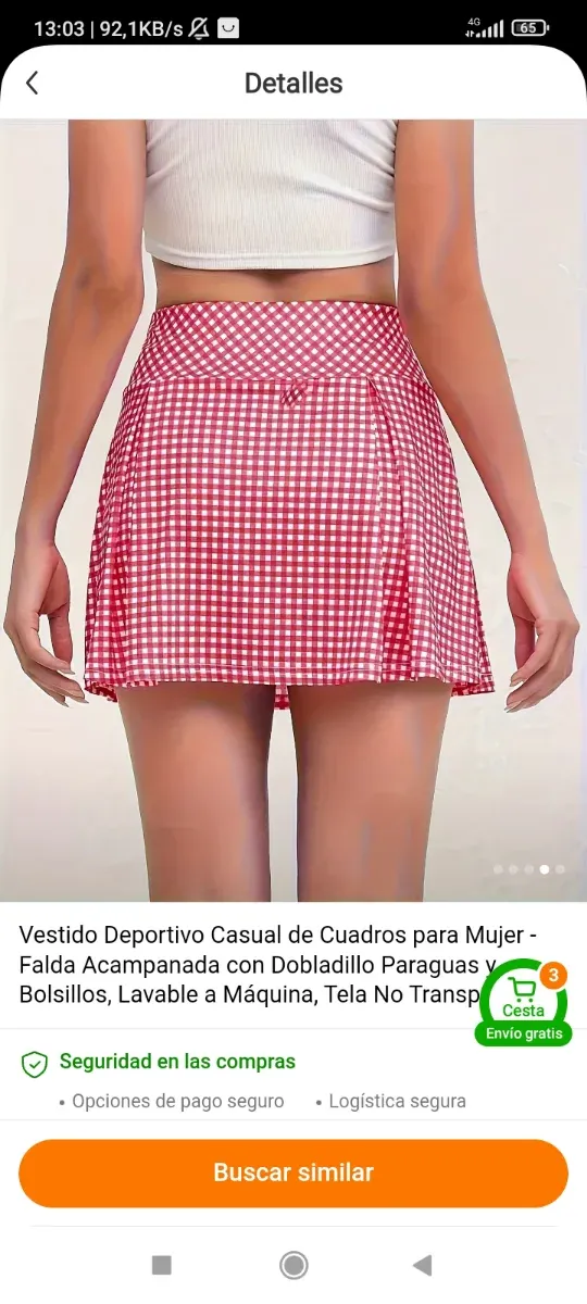Falda pantalón cuadros roja y blanca