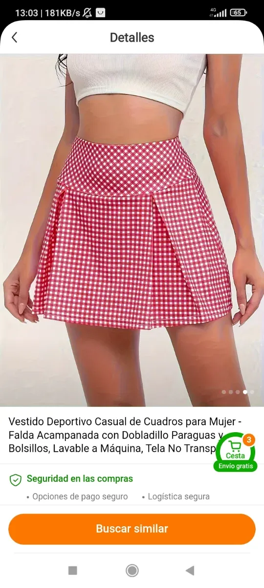 Falda pantalón cuadros roja y blanca