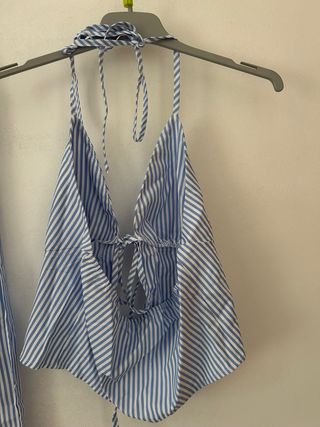 Pantalón palazzo rayas azules y blancas