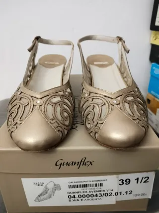 Zapatos Guanflex Mujer Talla 39.5 Dorados/Plateado