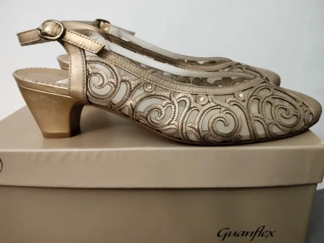 Zapatos Guanflex Mujer Talla 39.5 Dorados/Plateado