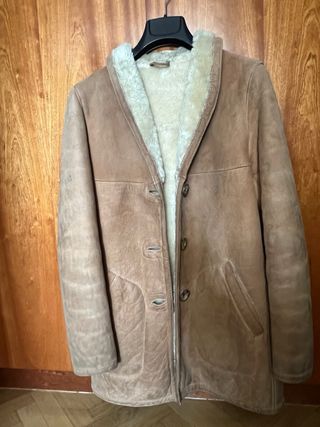 Abrigo Piel Vuelta Beige/Marrón