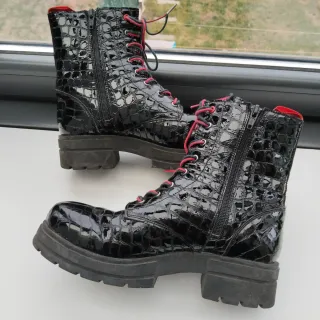 Botas mujer charol efecto piel reptil n*38