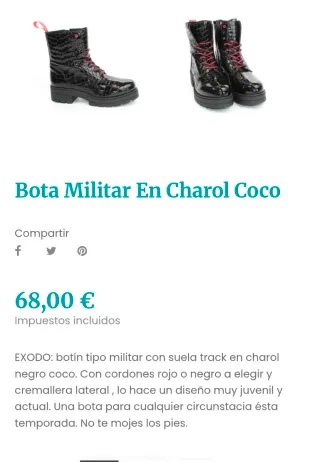 Botas mujer charol efecto piel reptil n*38