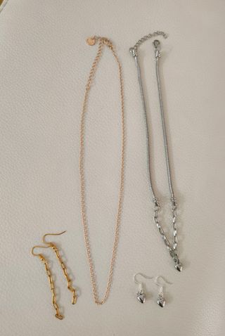 Conjunto 4 piezas joyería acero oro y plata