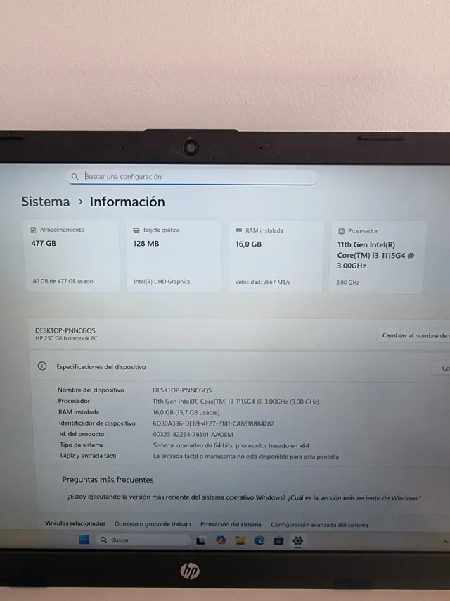 Portátil HP 15 i3 16GB RAM 512GB SSD