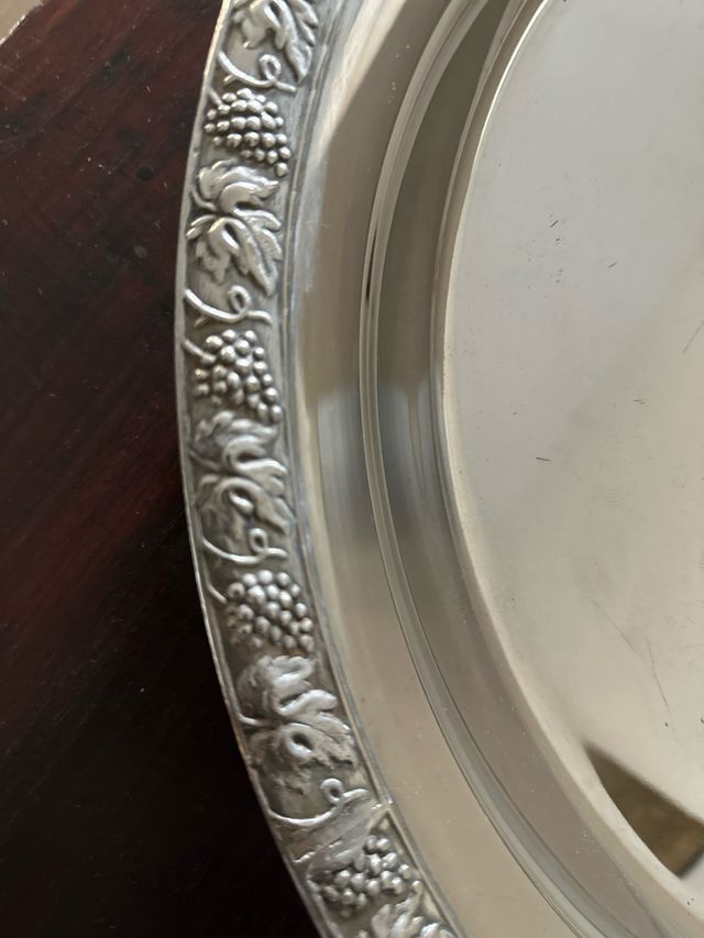 Bandeja grande baño plata decorada