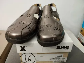 Zapatos Suave Talla 40 Mujer Oro/Plata