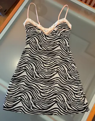 Camisón corto cebra talla 42 de Blanco