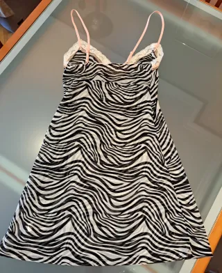 Camisón corto cebra talla 42 de Blanco