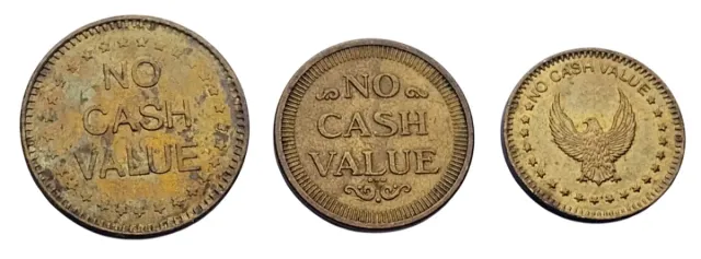 Lote 3 Fichas Monedas No Cash Value  <Eagle>