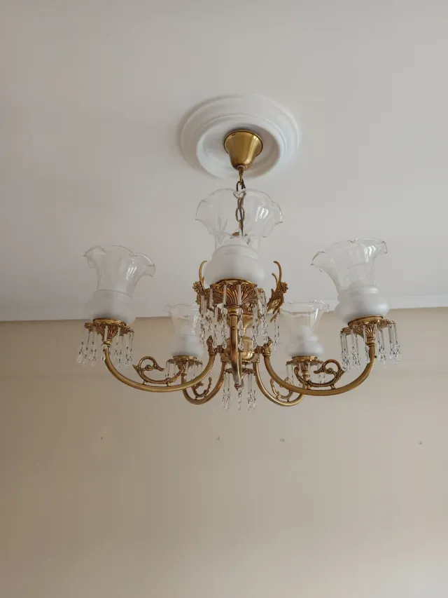 Lámpara de techo dorada 6 brazos