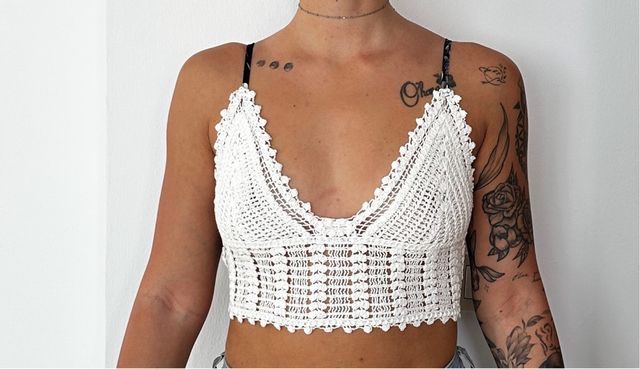 Top crochet blanco talla única