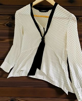 Blusa Zara Transparente Lunares Talla XS