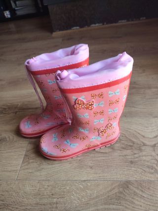 Botas de agua niña rosas con lazos