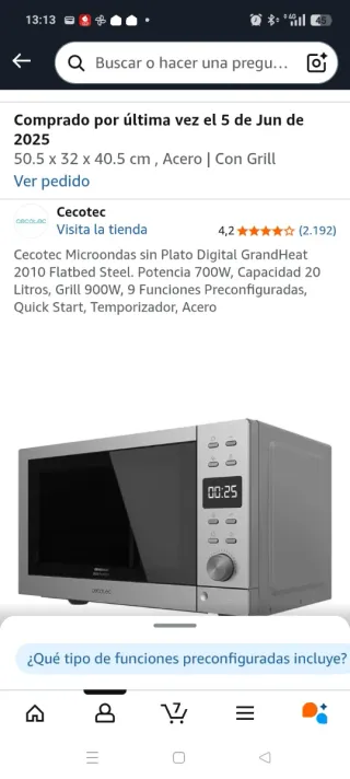 Microondas Cecotec GrandHeat 2010