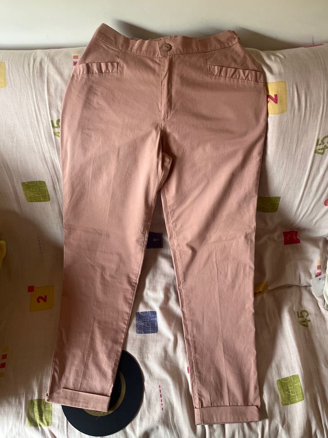 Pantalones Pinza Mujer Rosa Talla 42