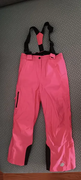 Pantalón de esquí niña rosa con tirantes
