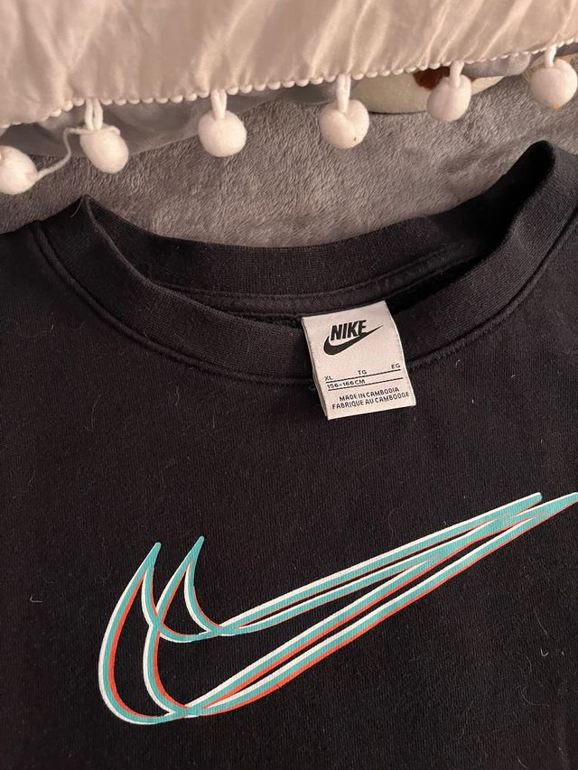 Sudadera Nike Negra Mujer Logo Multicolor