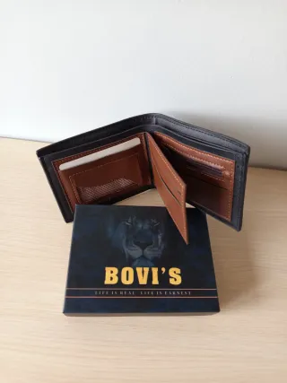 Cartera polipiel hombre negra 11*8.5cms