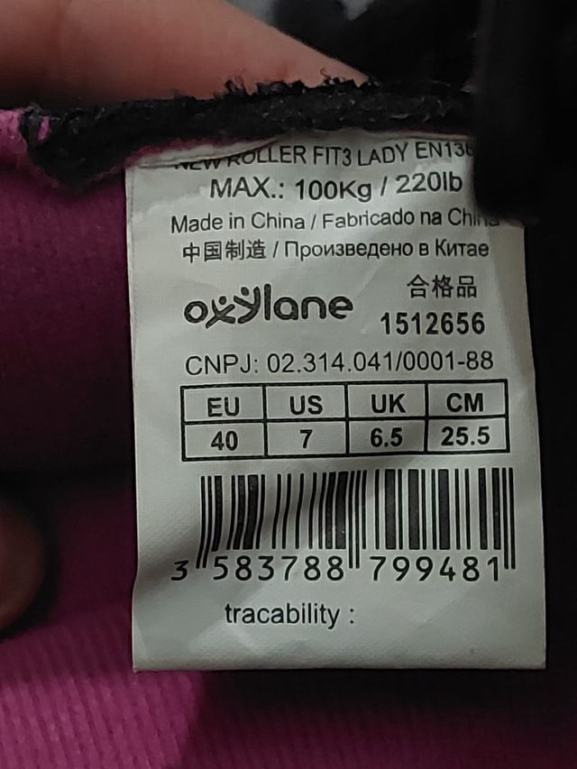 Patines Oxelo new roller fit 3 negros y rosas T.40