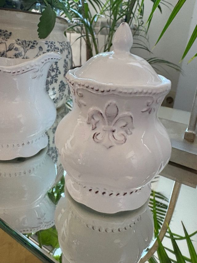 Set di caraffa e zuccheriera bianca elegante