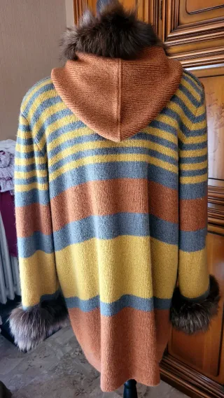 Cappotto in lana a righe