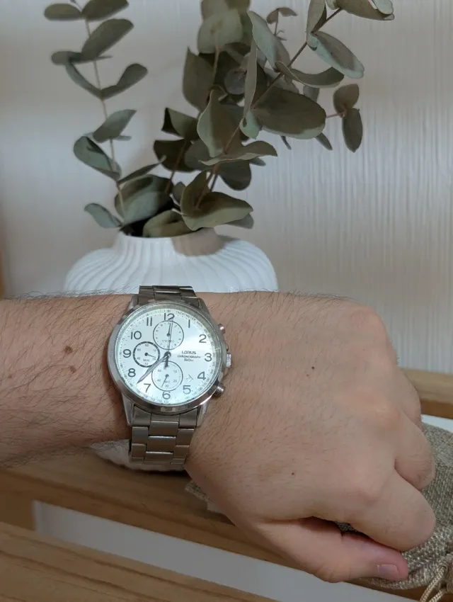 Lorus Chronograph VD57-X114 Esfera Blanca Acero