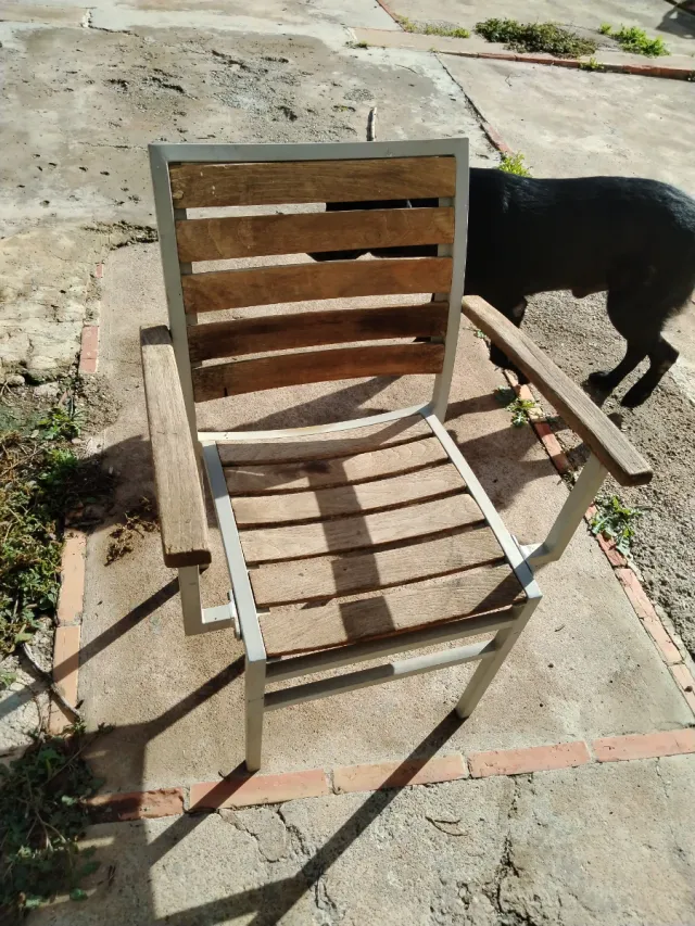 Conjunto jardín aluminio y madera teka
